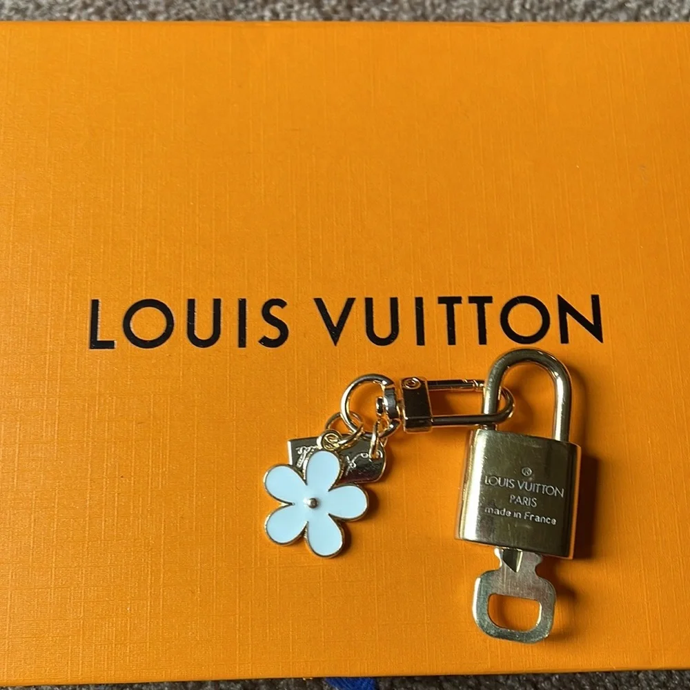 Louis Vuitton Lock, Key and Enamel Flower Key Chain - Picture 6 of 7